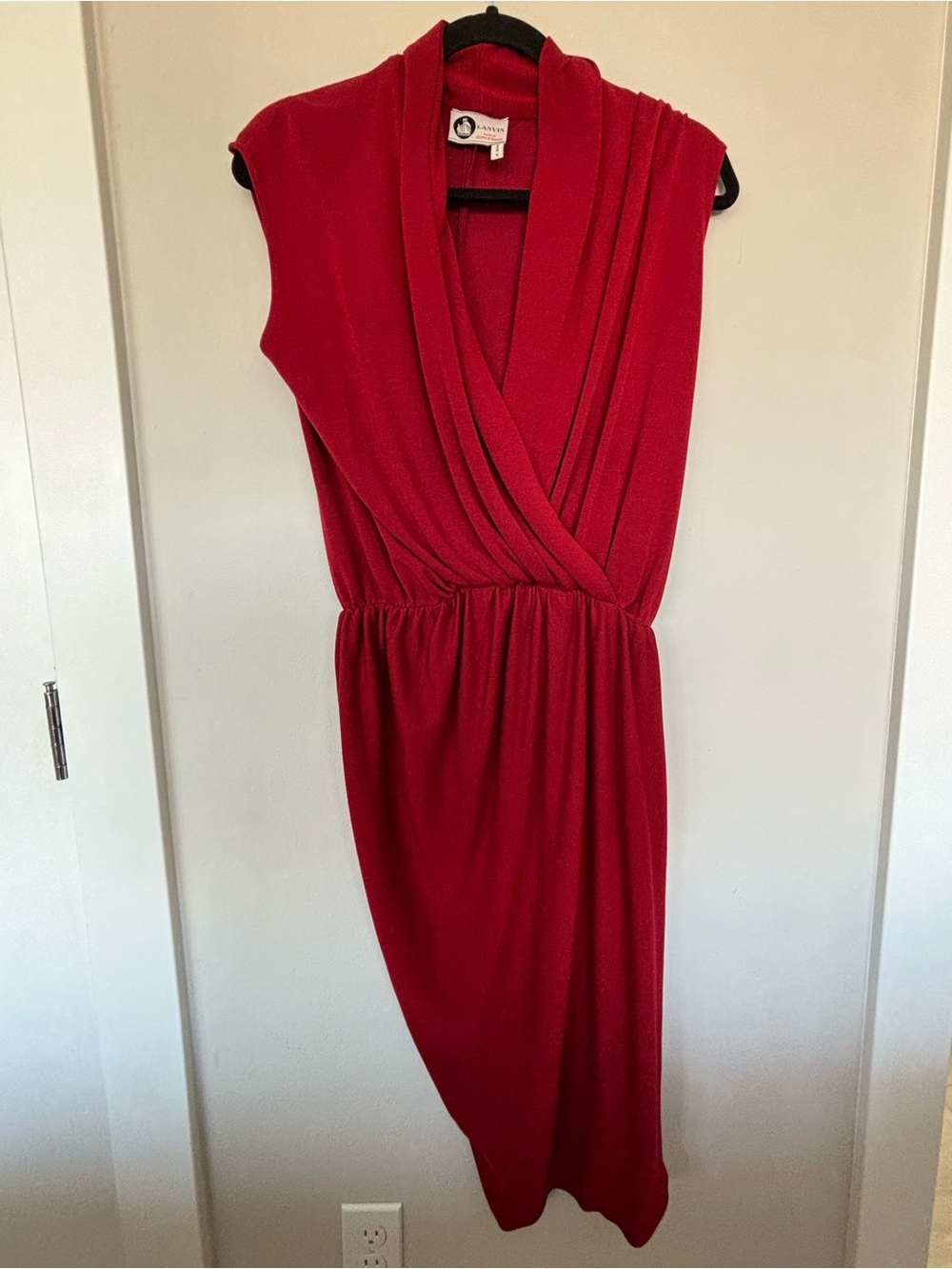 Vintage Lanvin Drapey Sleeveless Dress in Red